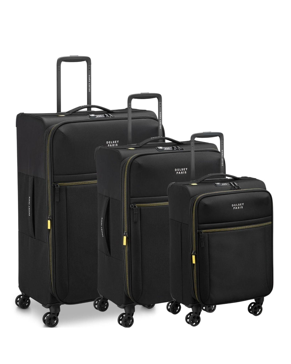 Delsey Brochant 3 Softside 3-Piece Spinner Luggage Set - Deep Black Front Image 1