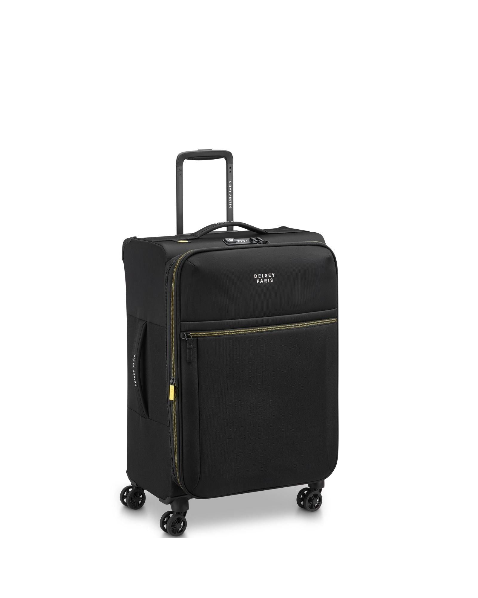 Delsey Brochant 3 Softside Medium Spinner Suitcase - 67cm - Deep Black Front Left Image 1