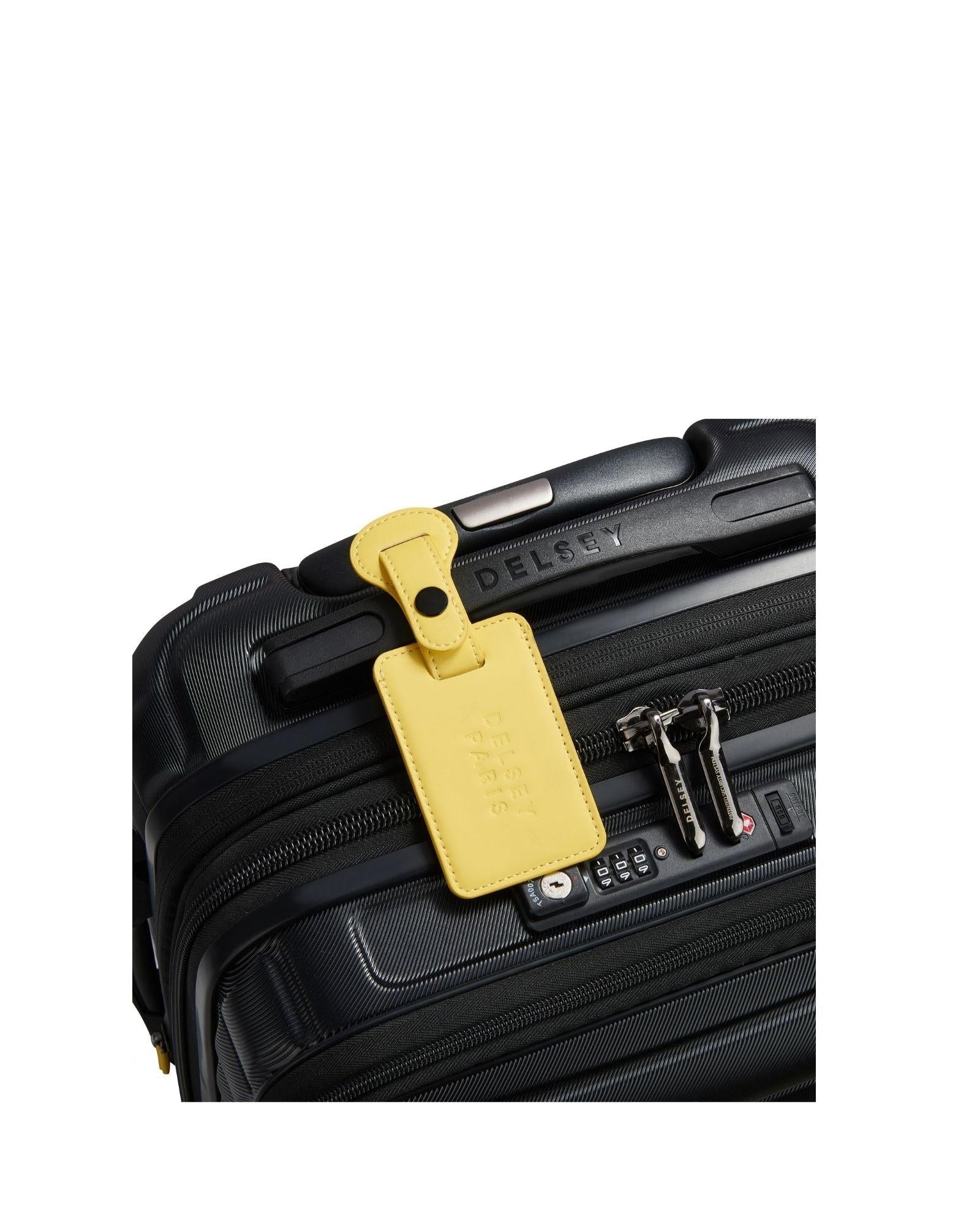 Delsey Faux Leather Luggage Tag - Bright Yellow Right Image 3
