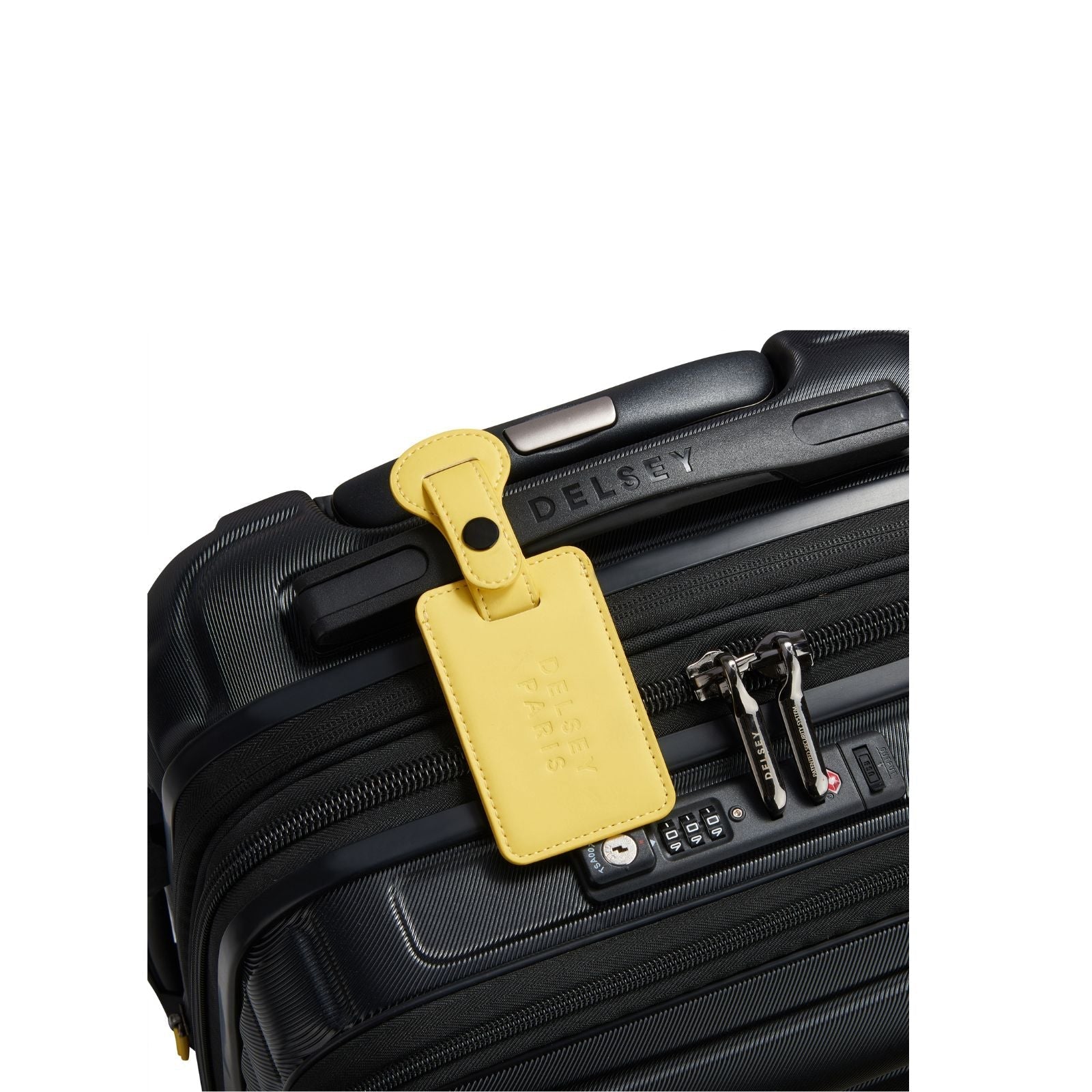 Delsey Faux Leather Luggage Tag - Bright Yellow