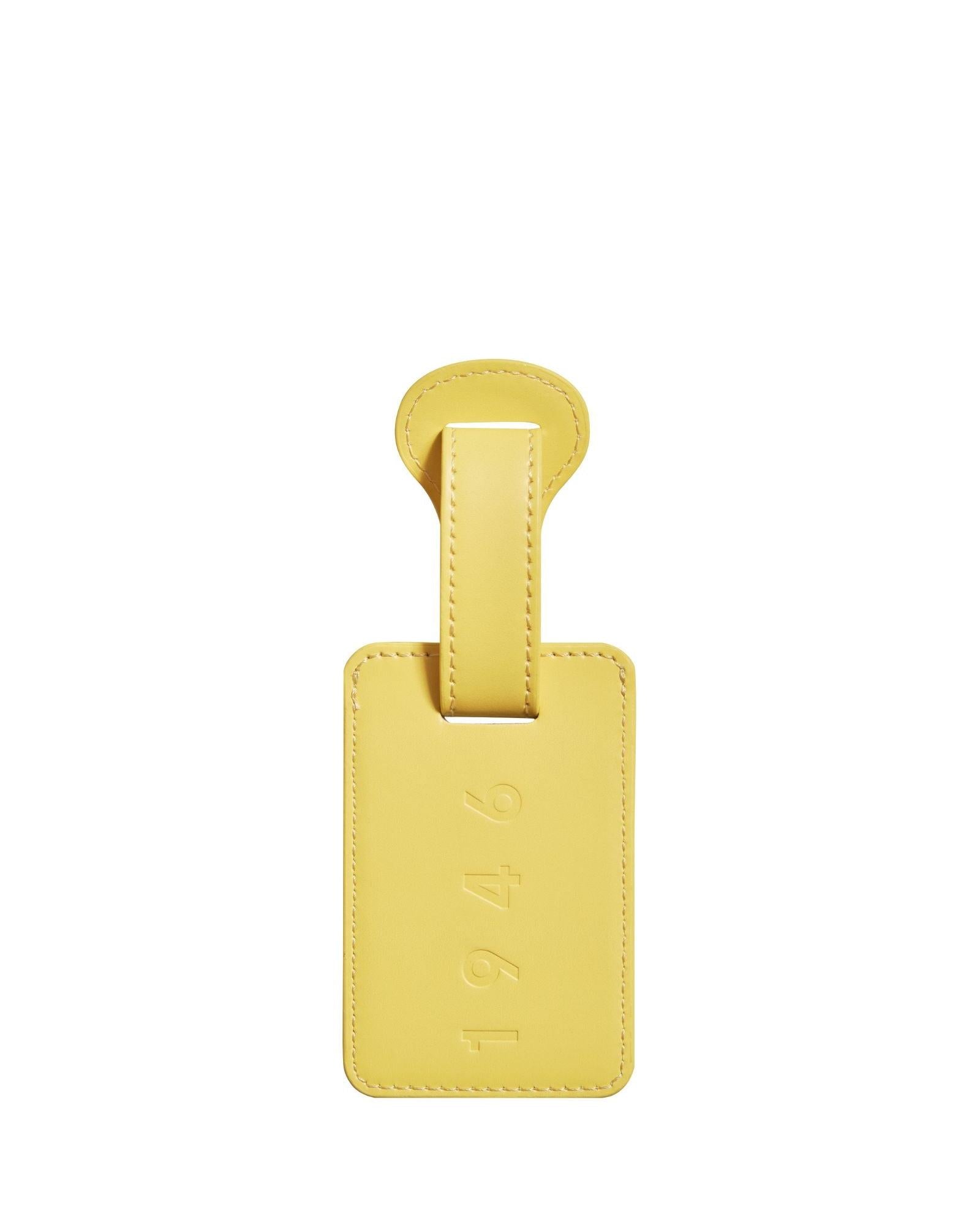 Delsey Faux Leather Luggage Tag - Bright Yellow Back Right Image 2