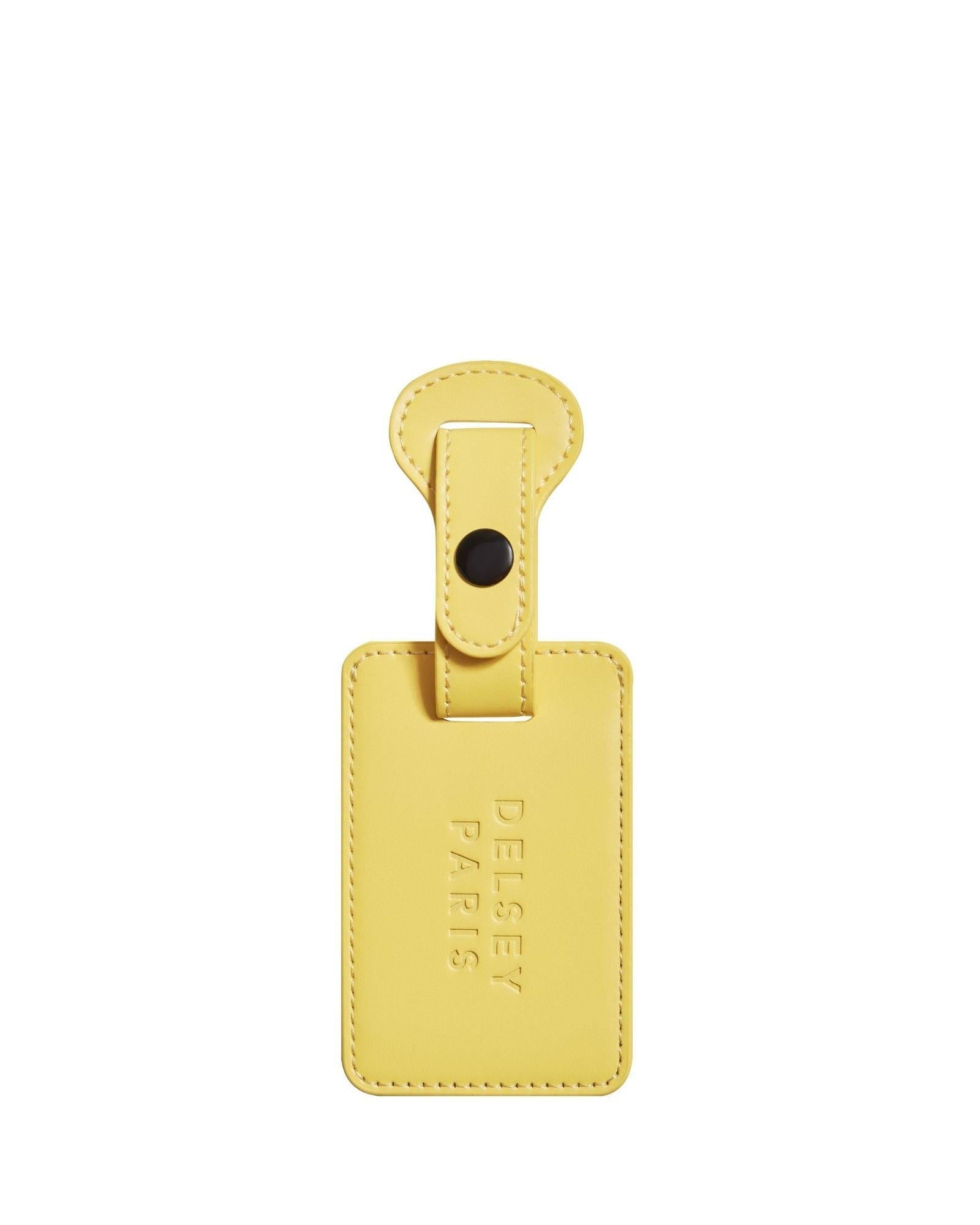Delsey Faux Leather Luggage Tag - Bright Yellow Front Right Image 1
