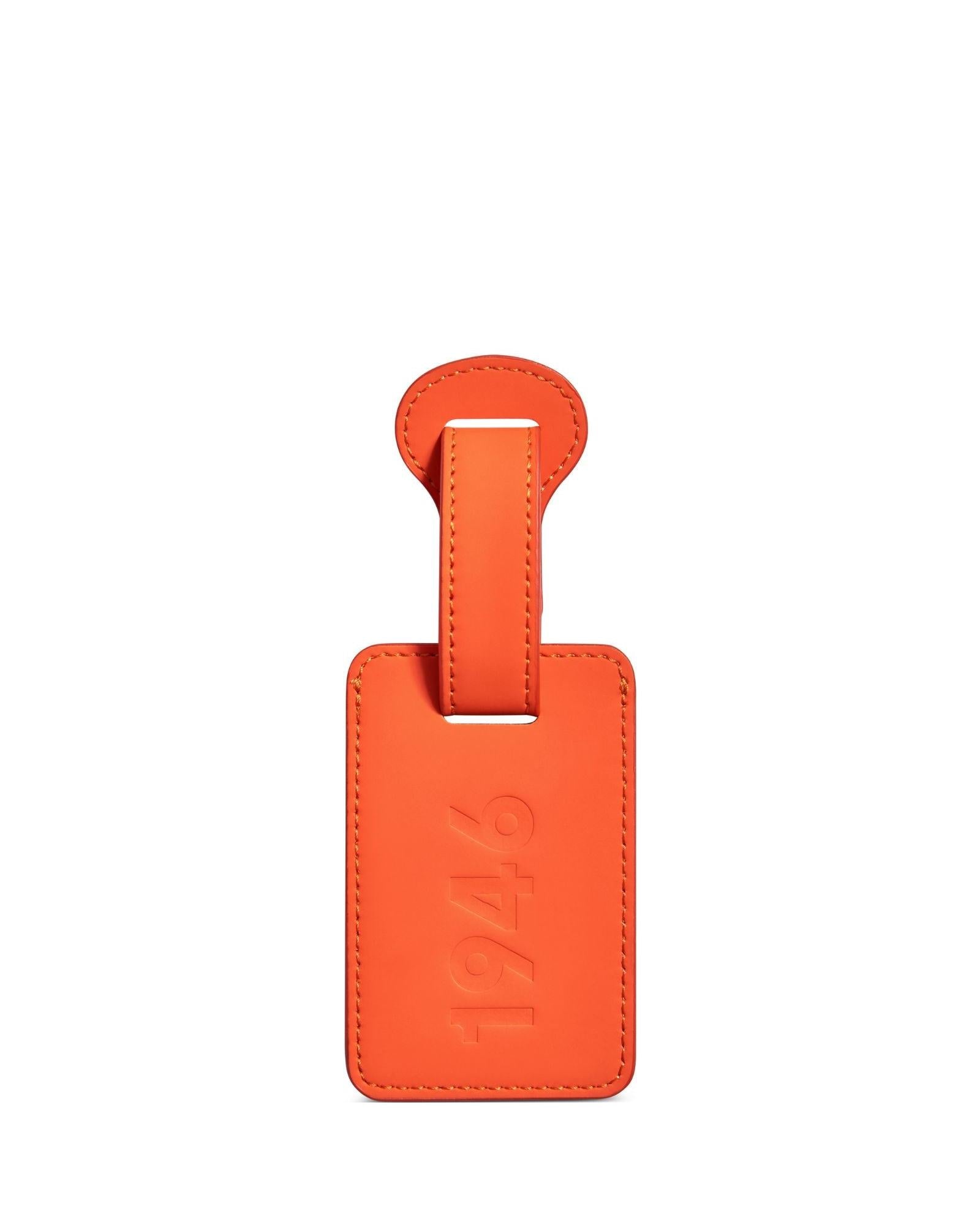 Delsey Faux Leather Luggage Tag - Orange Back Image 2