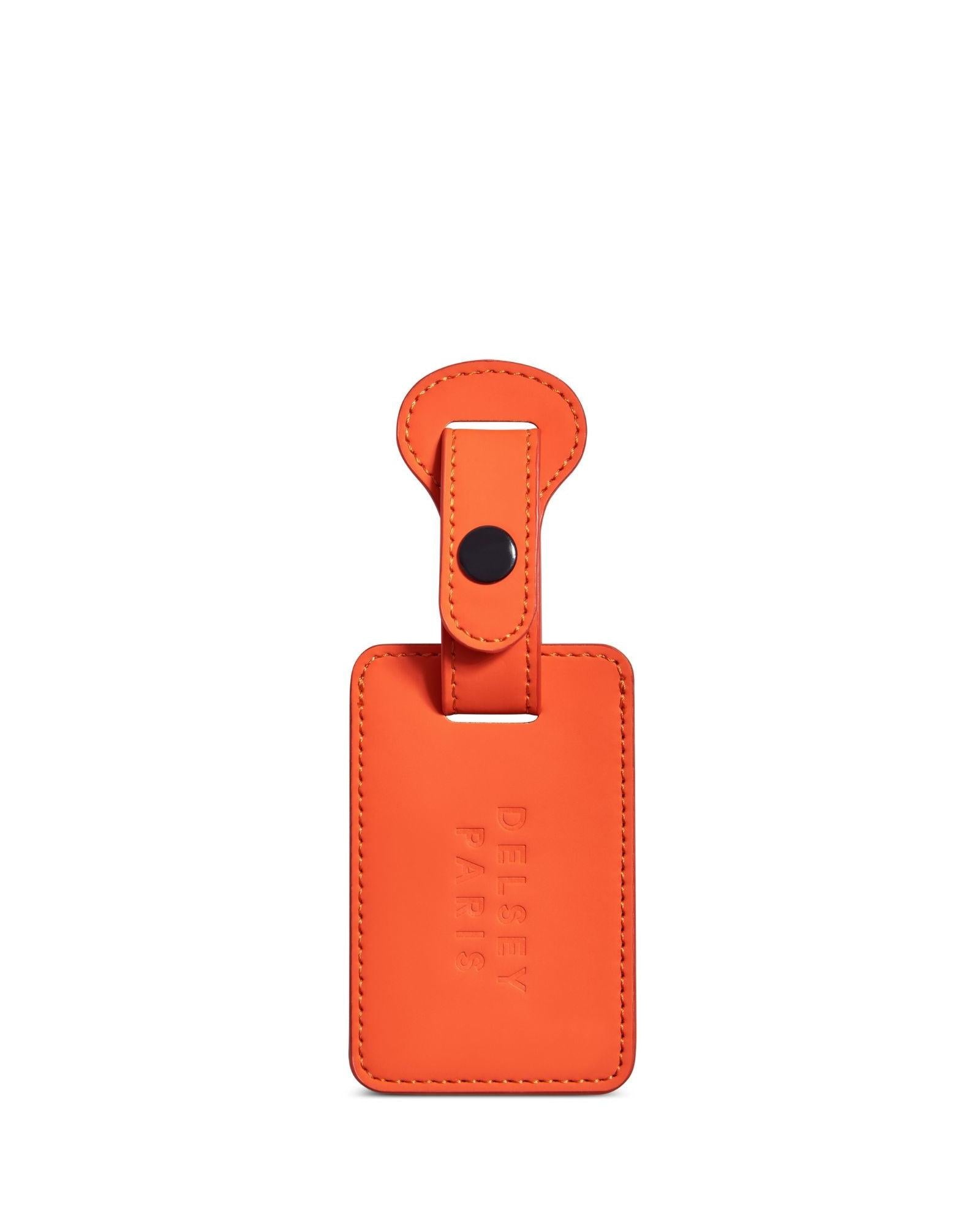 Delsey Faux Leather Luggage Tag - Orange Front Image 1