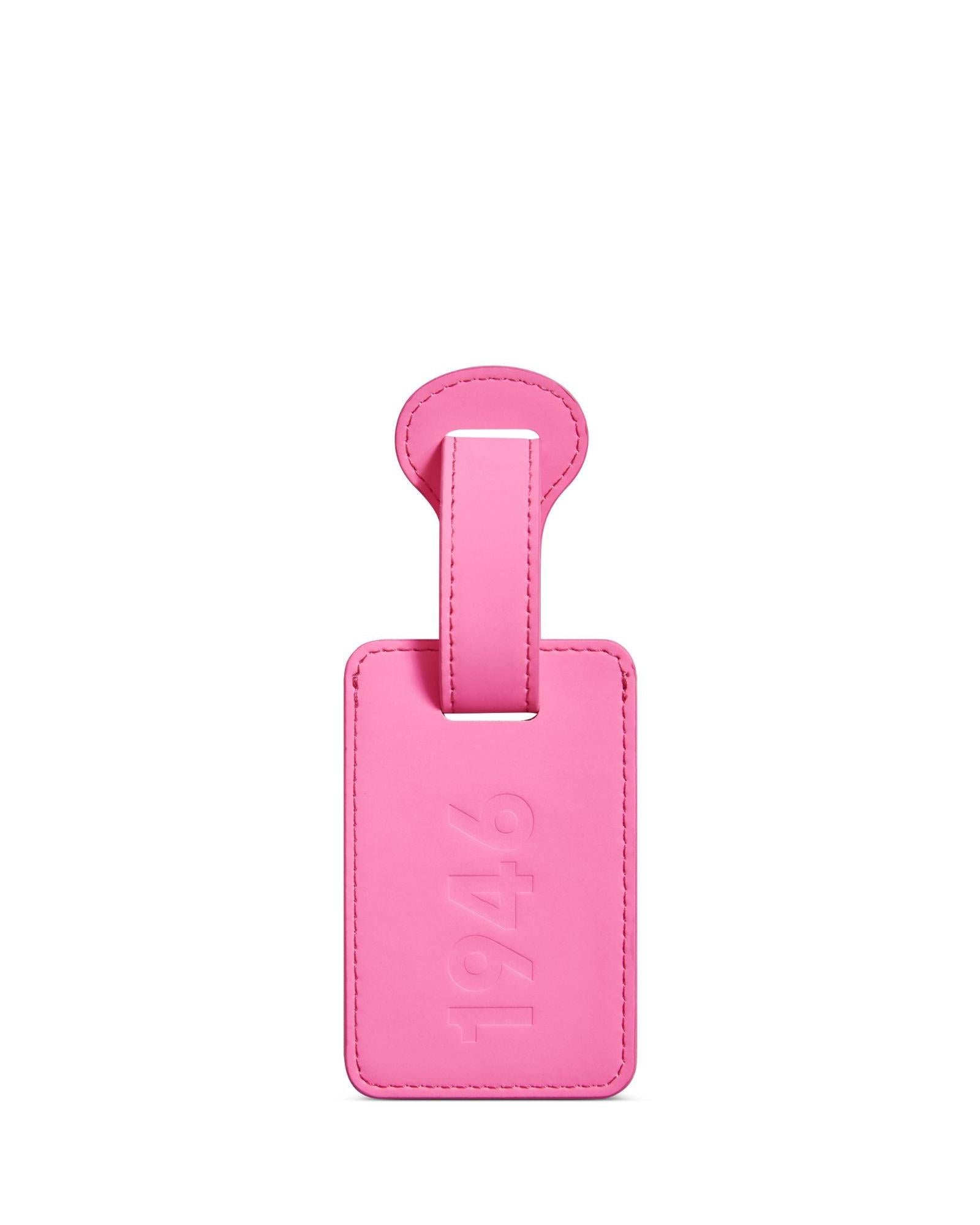 Delsey Faux Leather Luggage Tag - Pink Back Image 2