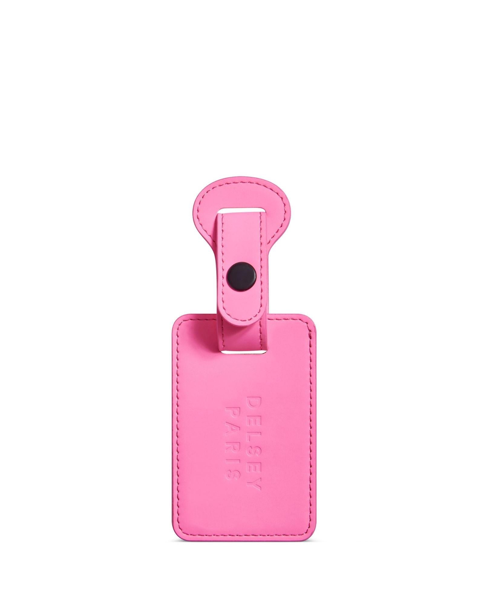 Delsey Faux Leather Luggage Tag - Pink Front Image 1