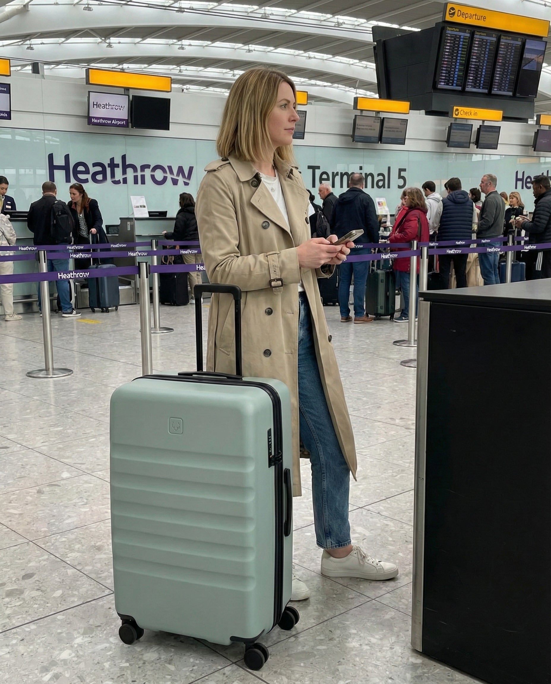 Antler Icon Stripe Expandable Hardside Large Spinner Suitcase - 78cm - Mist Blue Image 8