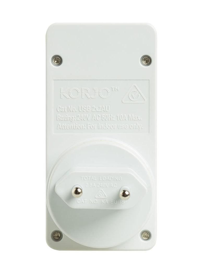 Korjo Travel Adaptor Plug with 2 x USB - Aus to Italy / Switzerland Image 3