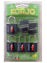 Korjo TSA Luggage Locks - 4-Pack - Assorted Colours