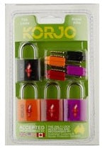 Korjo TSA Luggage Locks - 4-Pack - Assorted Colours