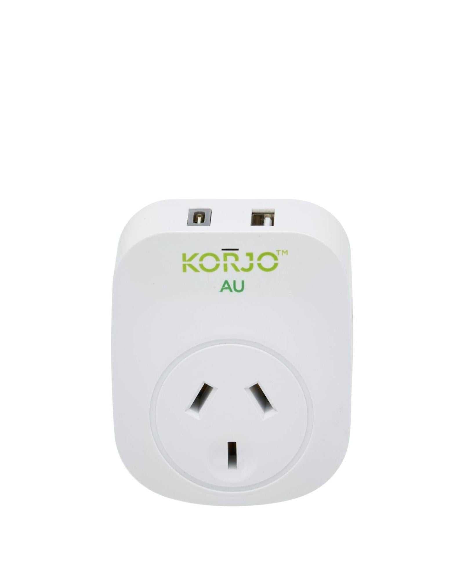 Korjo Inbound Travel Adaptor Plug with USB-C + USB-A - Aus / NZ Image 1