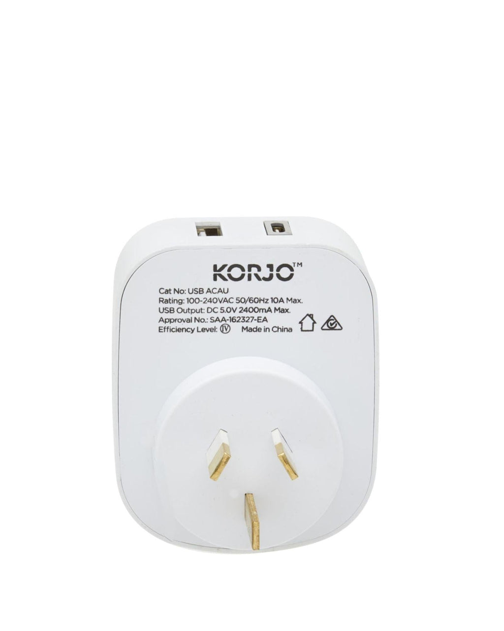 Korjo Inbound Travel Adaptor Plug with USB-C + USB-A - Aus / NZ Back Image 2