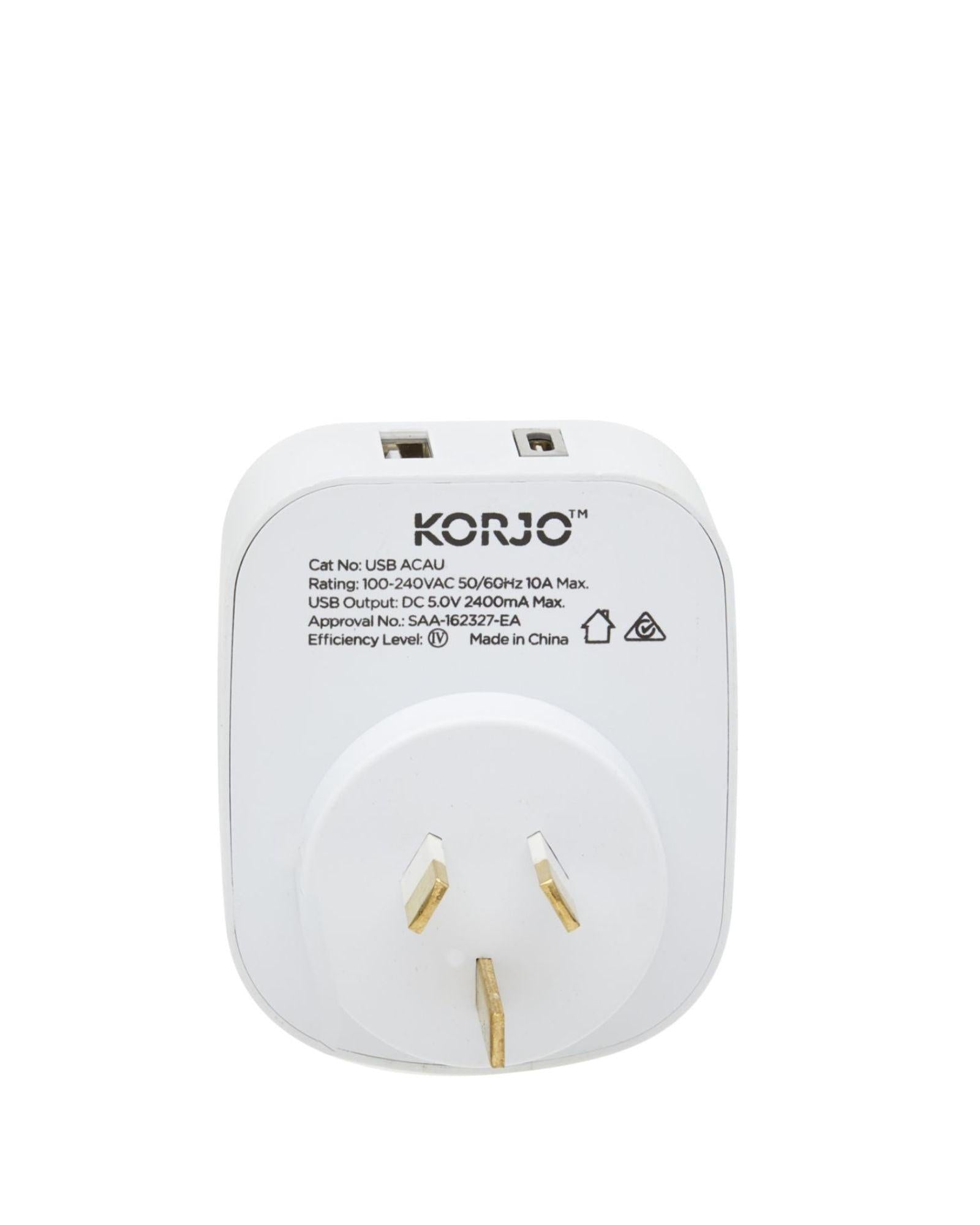 Korjo Inbound Travel Adaptor Plug with USB-C + USB-A - Aus / NZ Back Image 2
