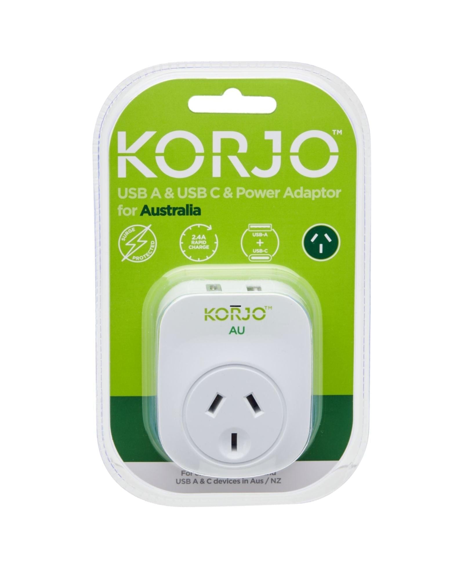 Korjo Inbound Travel Adaptor Plug with USB-C + USB-A - Aus / NZ Image 5