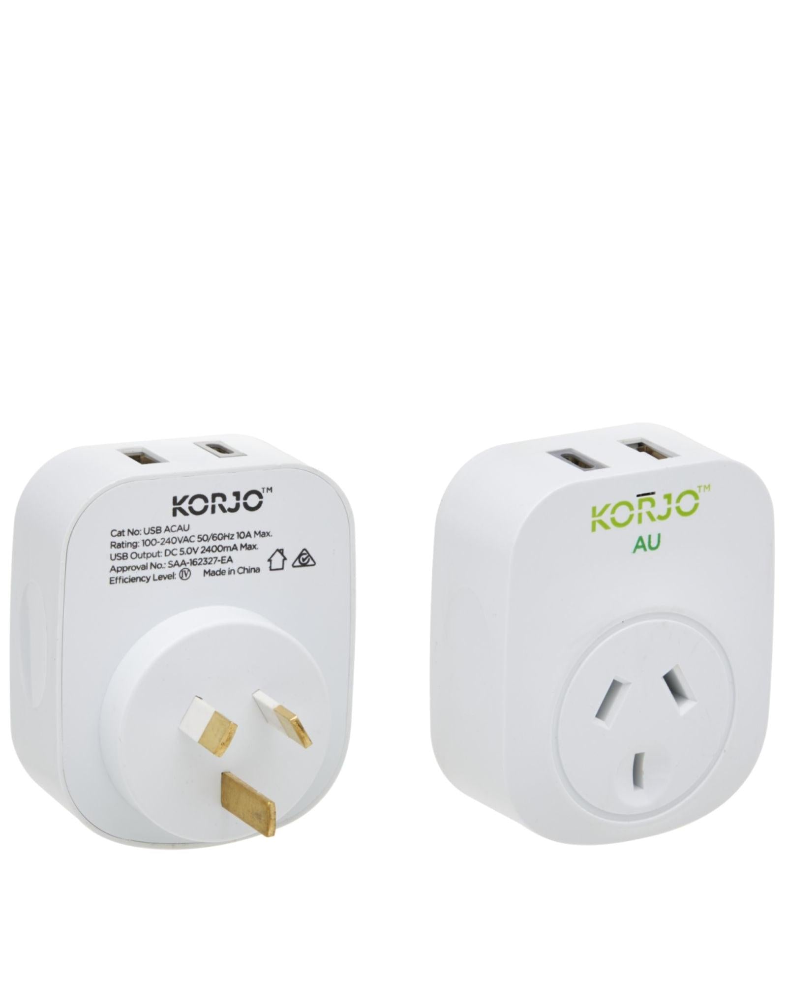 Korjo Inbound Travel Adaptor Plug with USB-C + USB-A - Aus / NZ Image 4