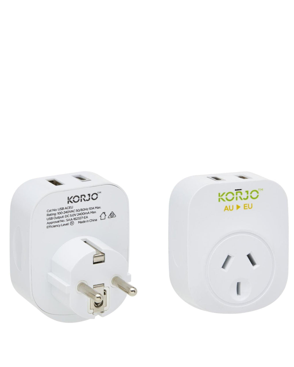 Korjo Travel Adaptor Plug with USB-C + USB-A - Aus to Europe Image 4