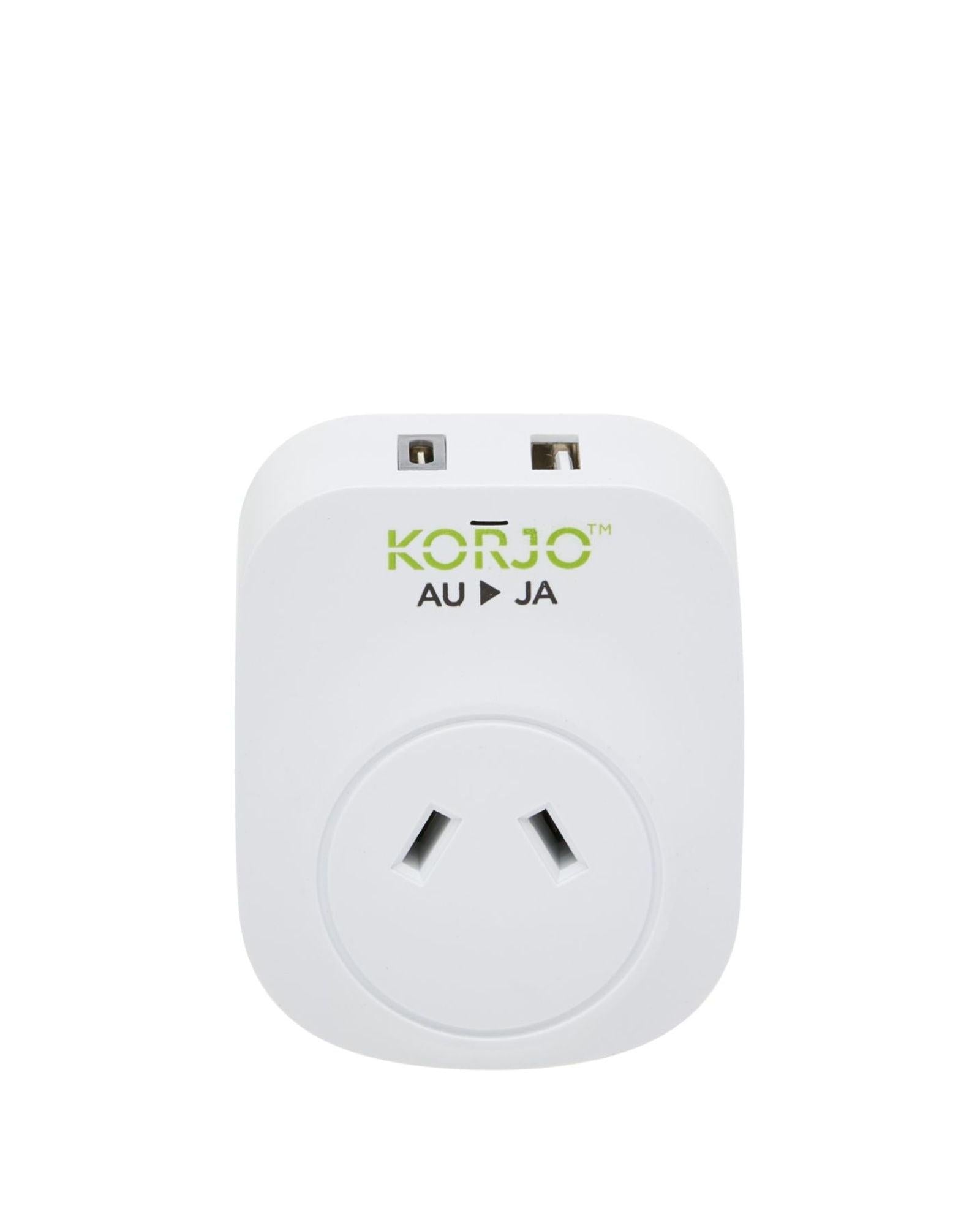 Korjo Travel Adaptor Plug with USB-C + USB-A - Aus to Japan Image 1