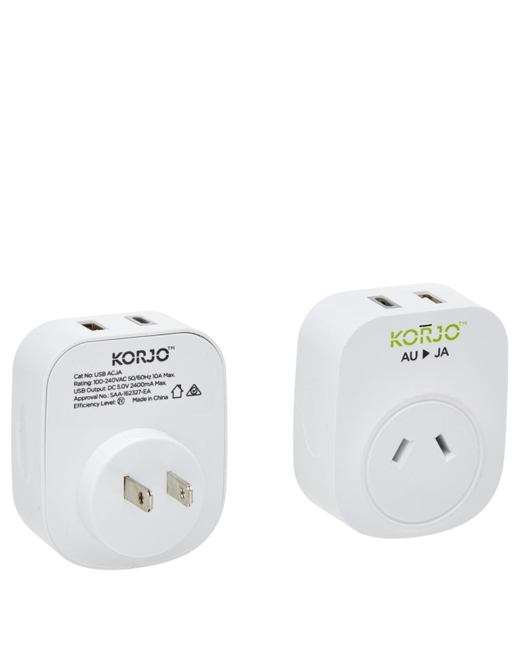 Korjo Travel Adaptor Plug with USB-C + USB-A - Aus to Japan Image 4