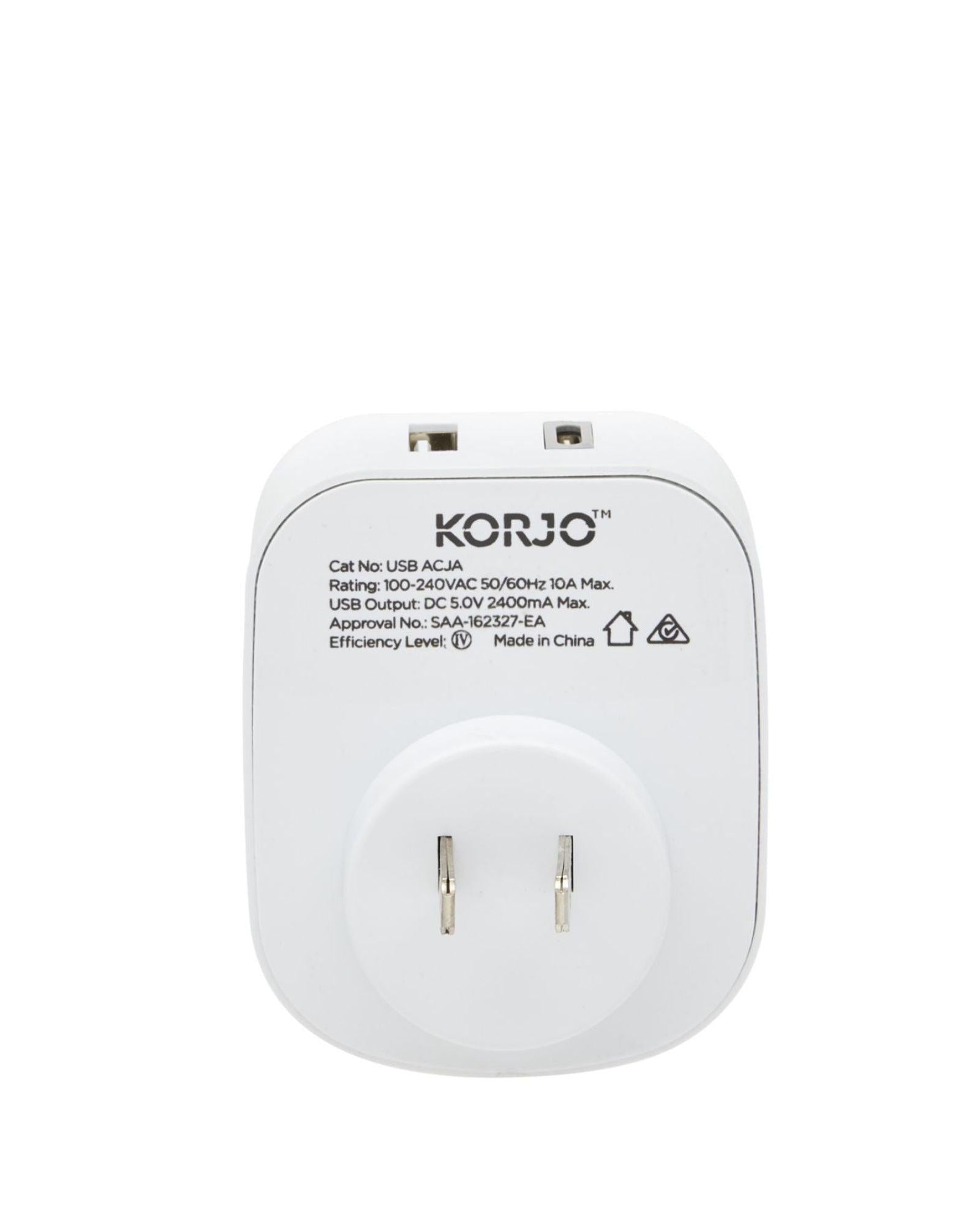 Korjo Travel Adaptor Plug with USB-C + USB-A - Aus to Japan Image 2