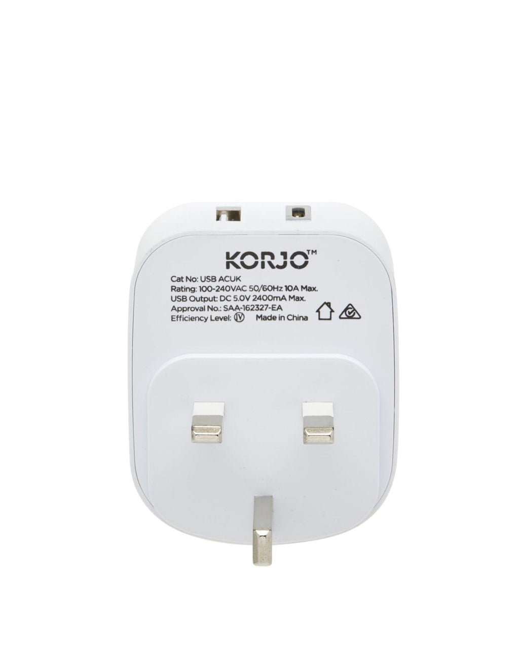 Korjo Travel Adaptor Plug with USB-C + USB-A - Aus to UK Back Image 2