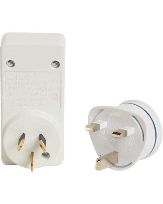 Korjo Travel Adaptor Plug with 2 x USB - Aus to UK Image 3