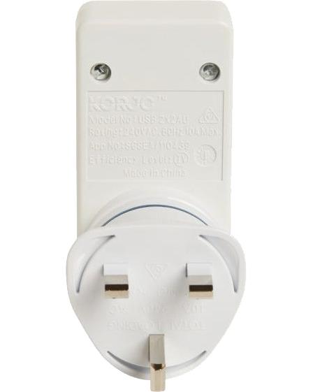 Korjo Travel Adaptor Plug with 2 x USB - Aus to UK Image 4
