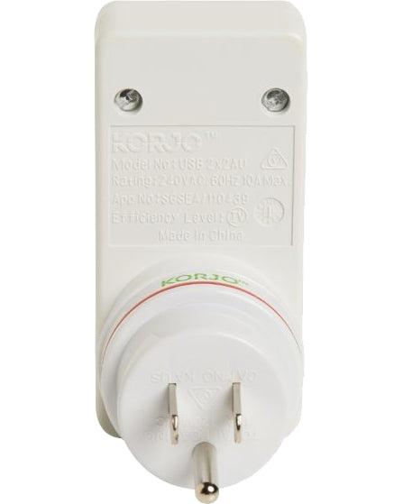 Korjo Travel Adaptor Plug with 2 x USB - Aus to USA / Canada Image 4