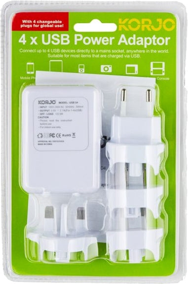 Korjo Universal Travel Adaptor - 4 x USB