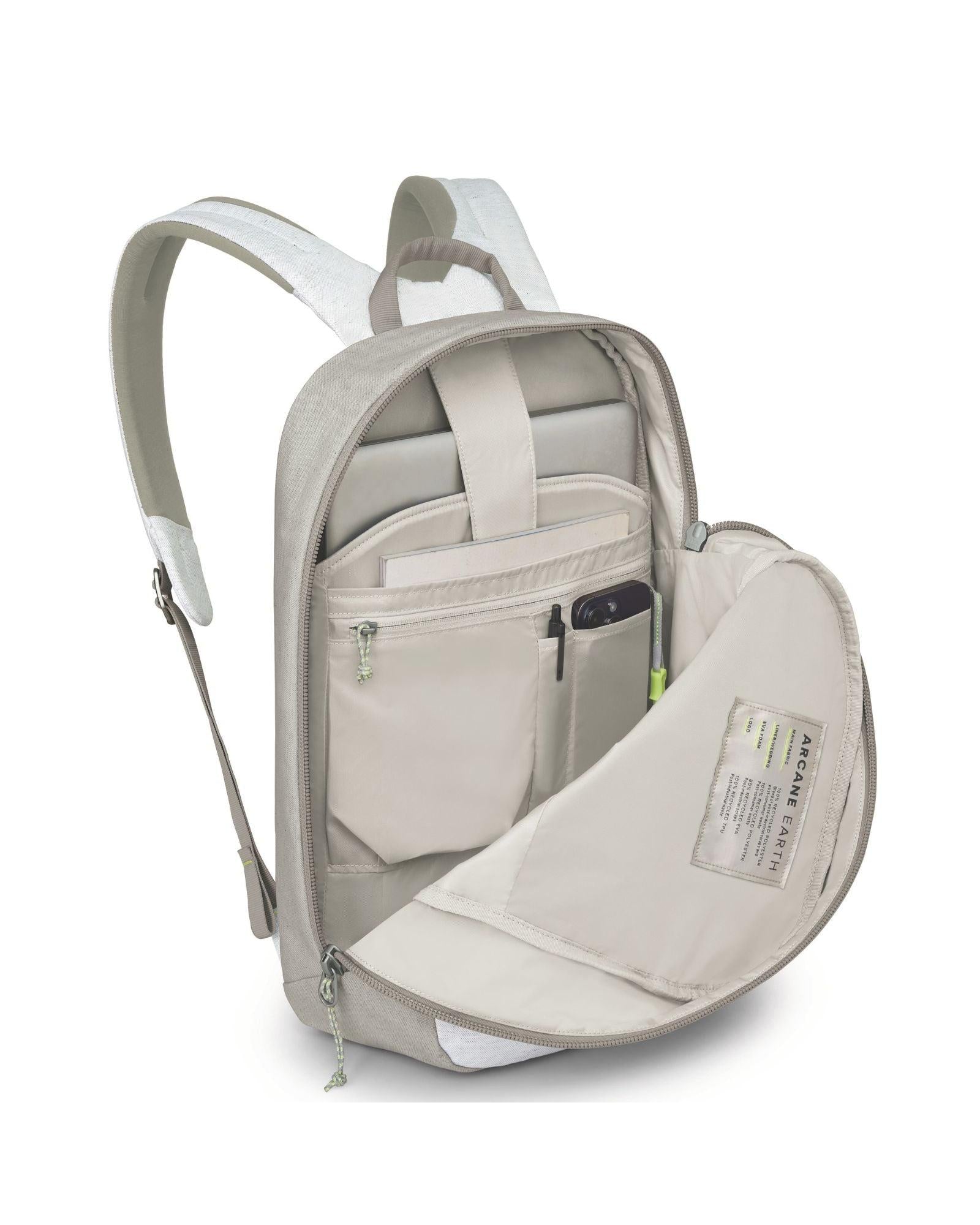 Osprey Arcane Earth Large Daypack Backpack 22L Grey Interior Back Image 4
