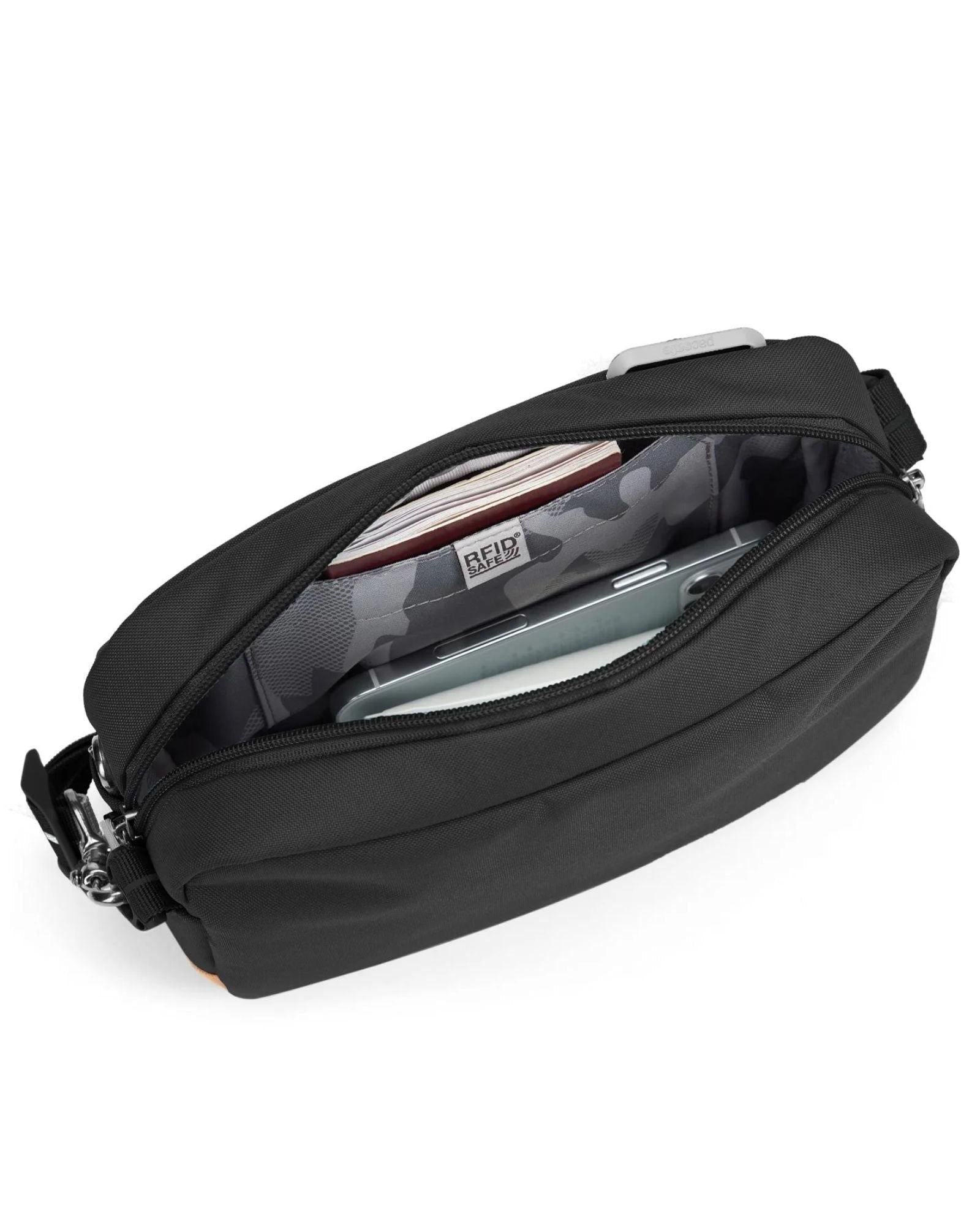 Pacsafe GO Anti-Theft Crossbody Bag - 2.5L - Jet Black Interior Image 6