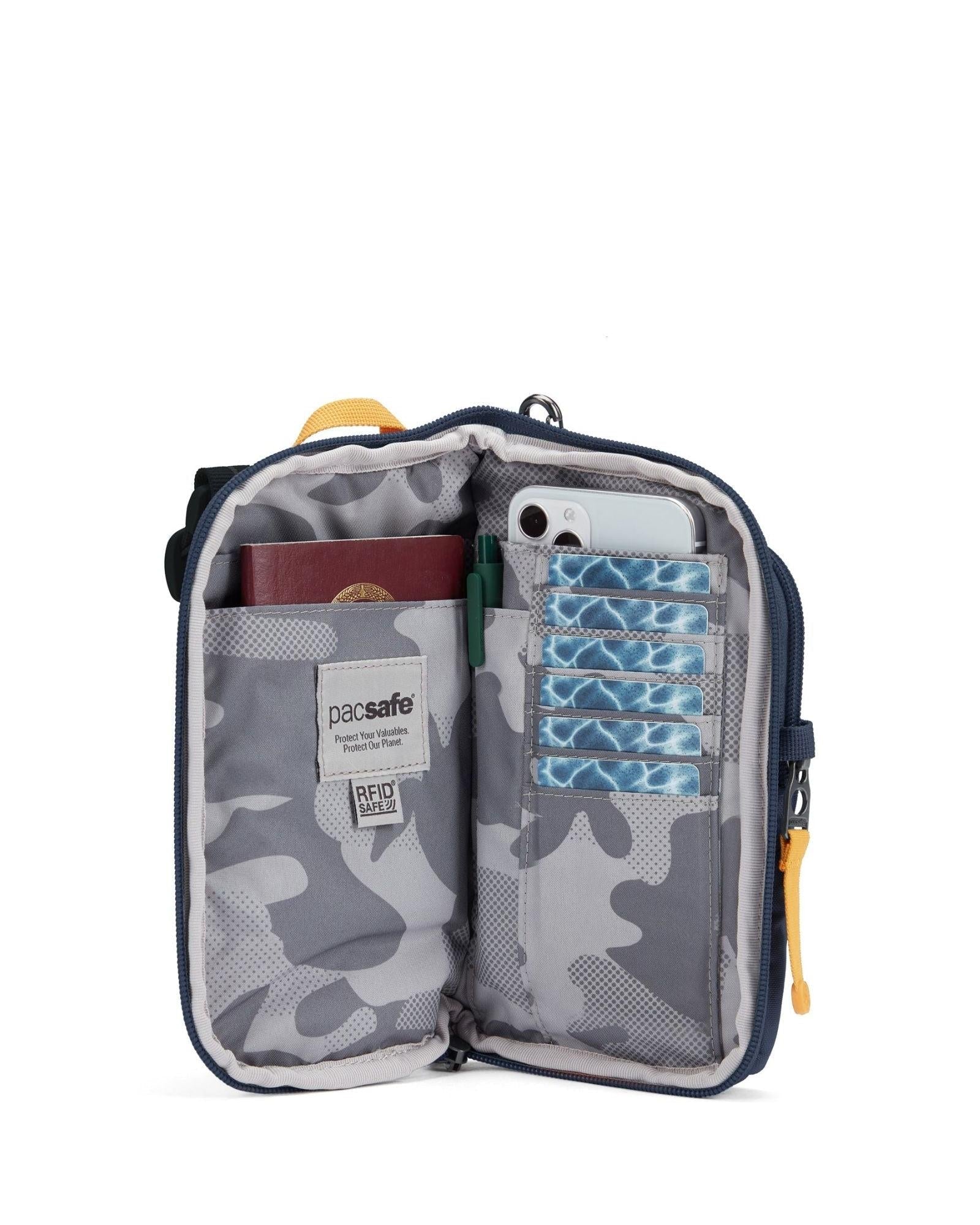 Pacsafe GO Anti-Theft Tech Crossbody Bag S25 - Coastal Blue Interior Image 4