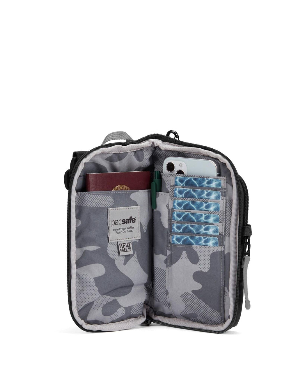 Pacsafe GO Anti-Theft Tech Crossbody Bag - Jet Black Interior Image 5