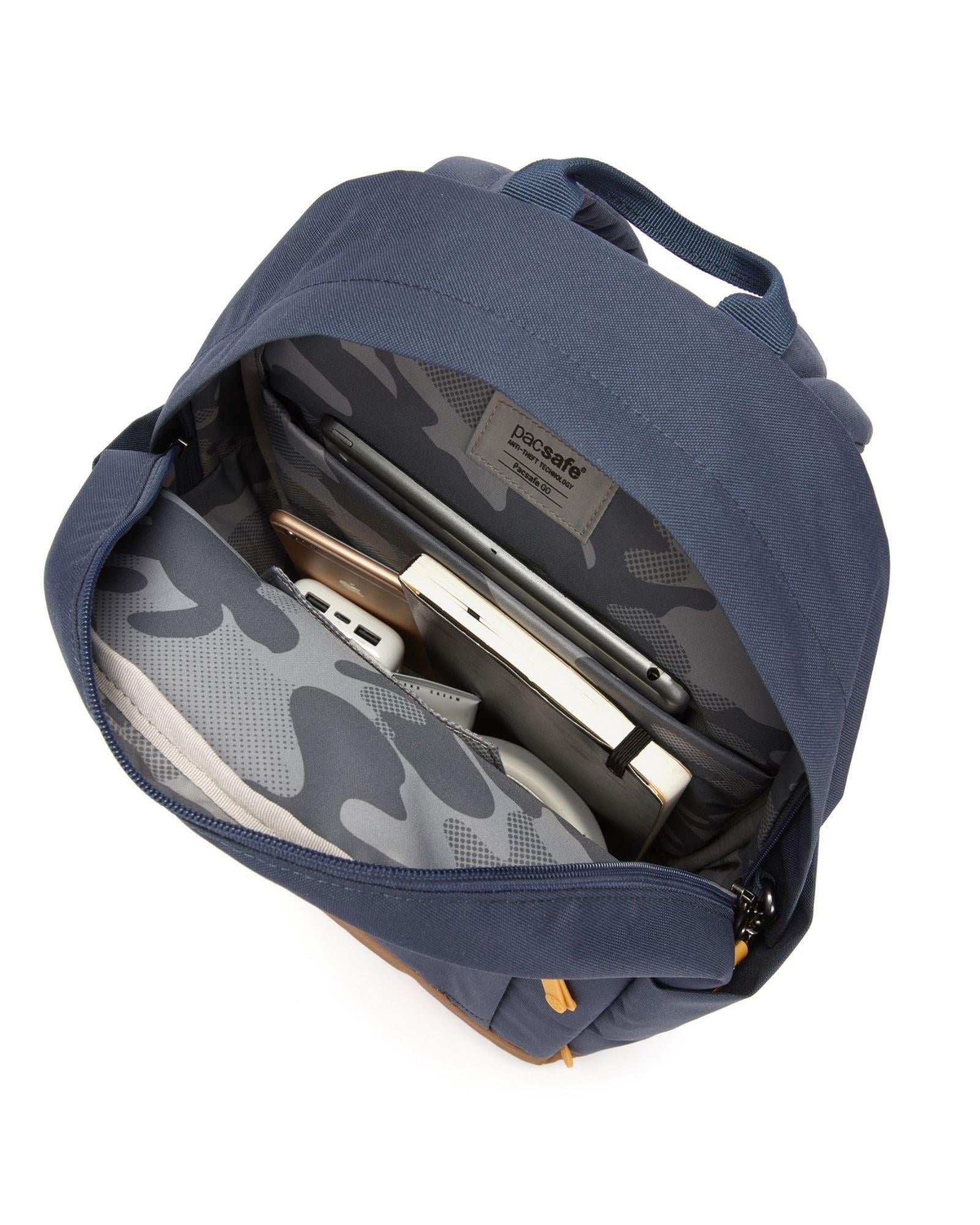 Pacsafe GO Anti-Theft Backpack - 15L - Coastal Blue Interior Image 5