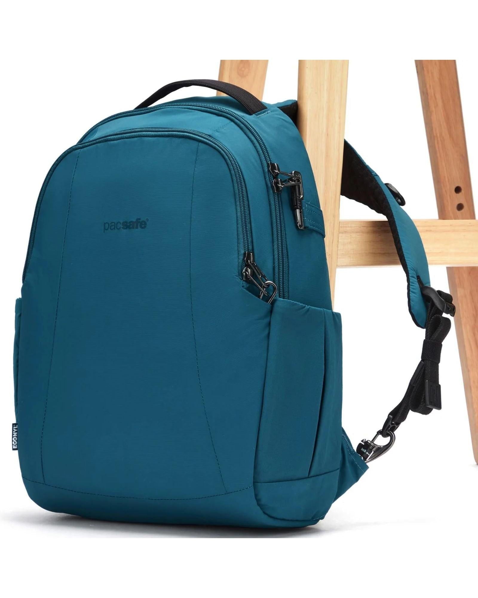 Pacsafe Metrosafe LS350 Anti-Theft ECONYL Backpack - 15L - Tidal Teal Front Left Image 2