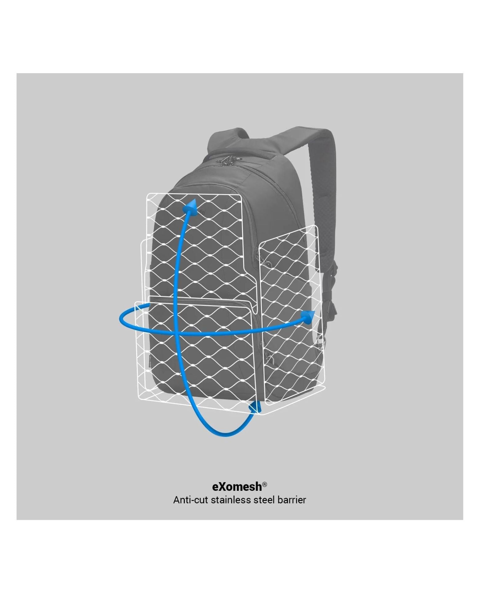 Pacsafe Metrosafe LS450 Anti-Theft ECONYL Backpack - 25L - Tidal Teal Back Image 11