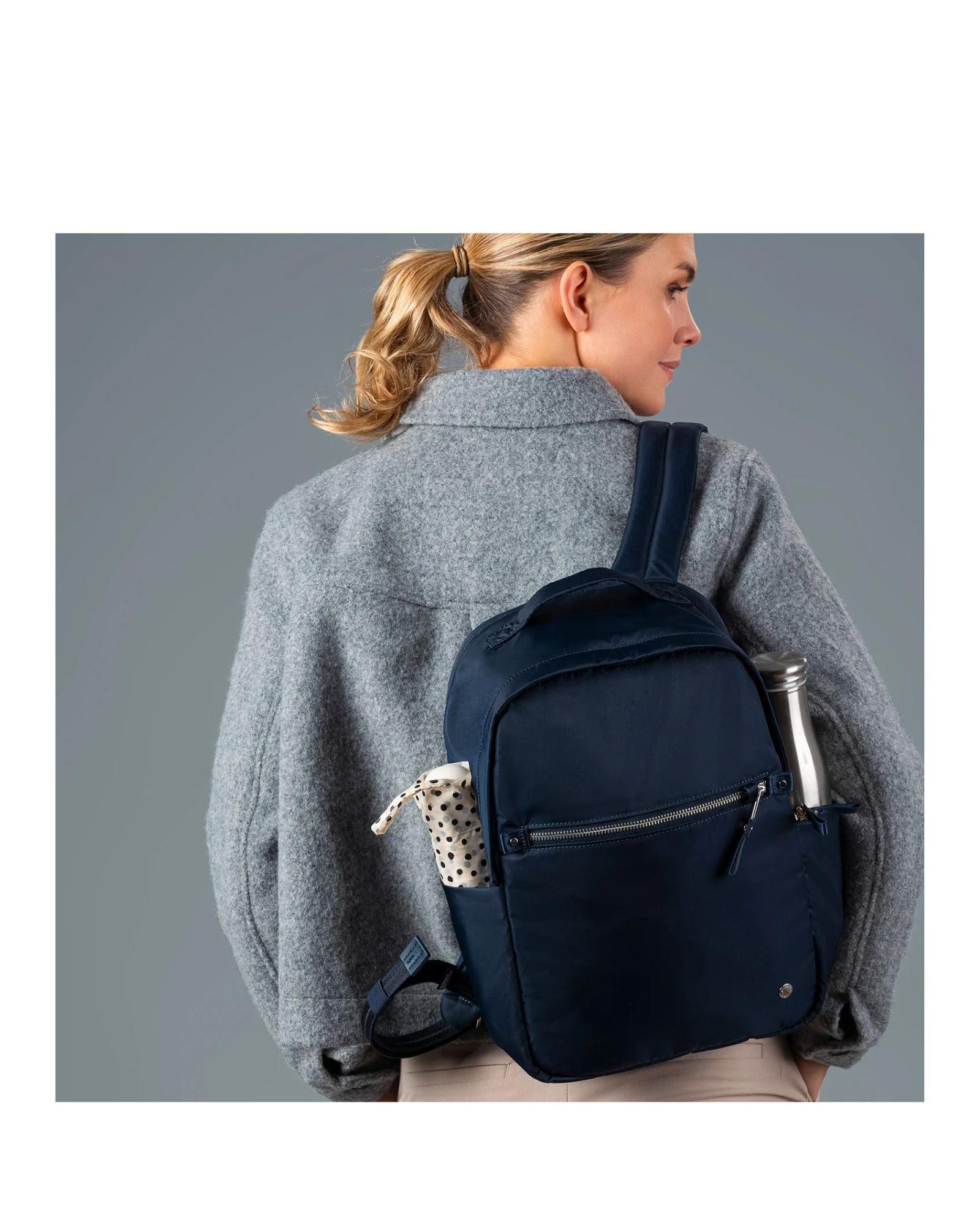 Pacsafe W Anti-Theft Laptop Backpack - 13-Inch / 10L - Navy Back Image 2
