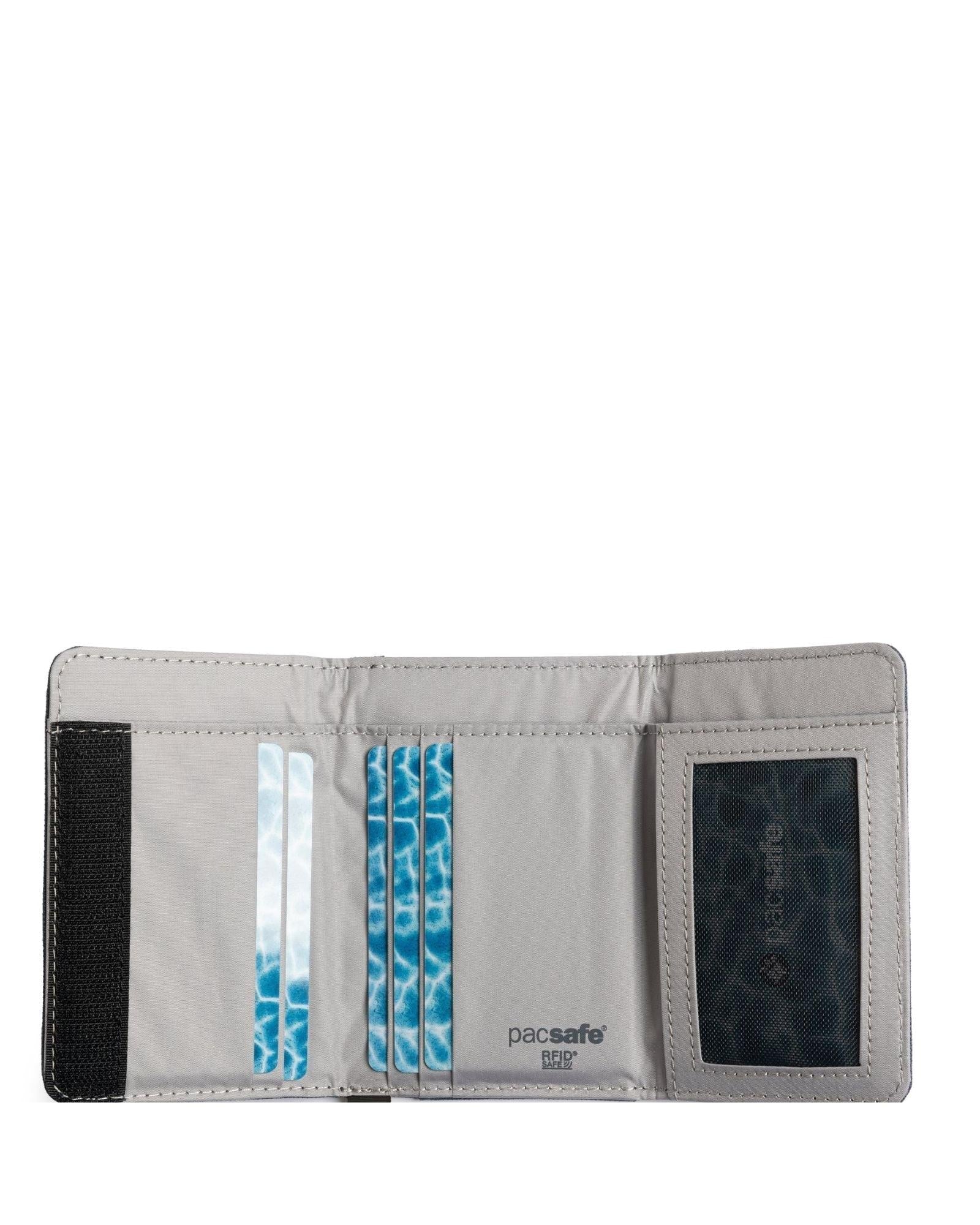Pacsafe RFIDsafe Men's Trifold Wallet S25 - Jet Black Interior Image 2