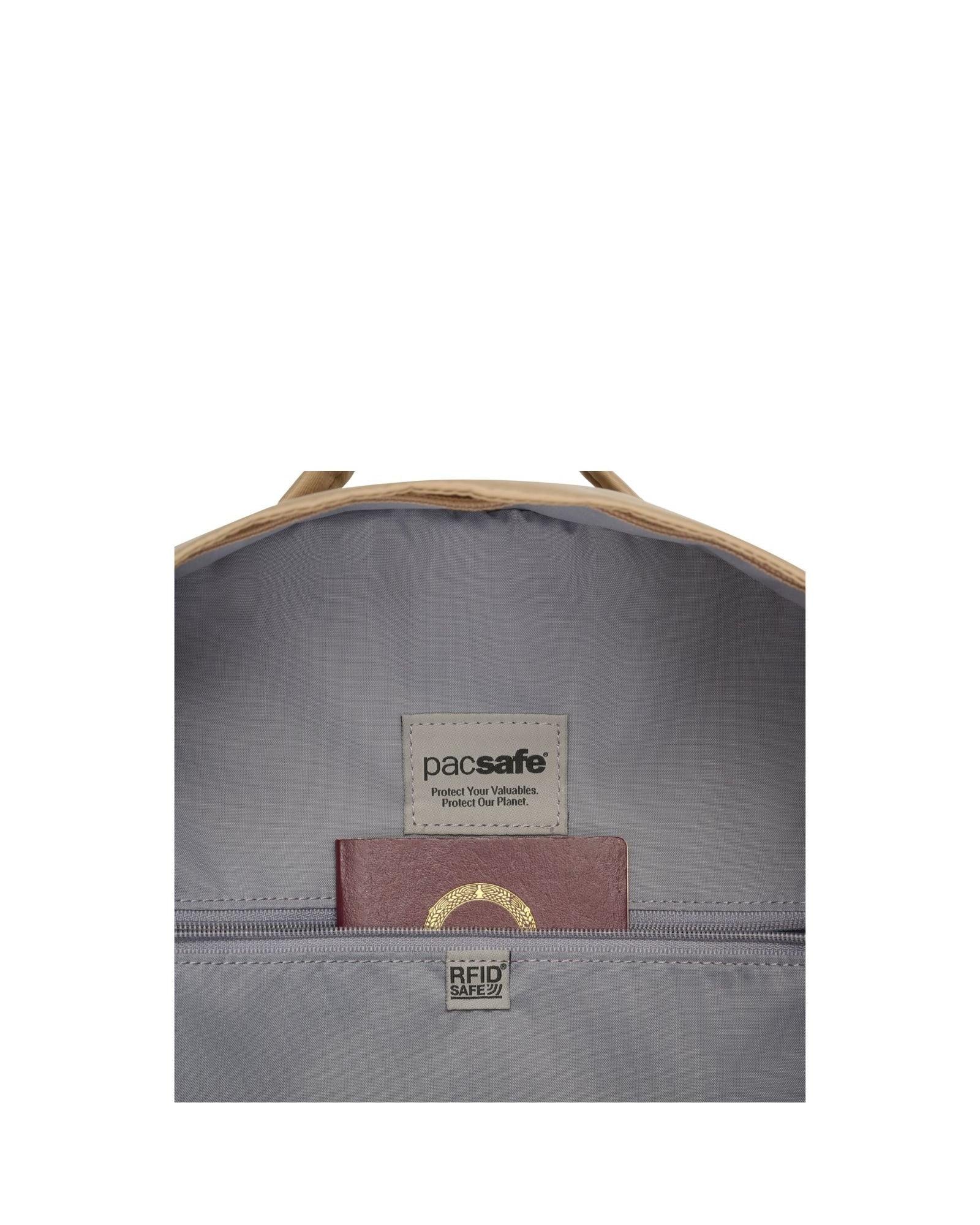 Pacsafe W Anti-Theft Laptop Backpack - 13-Inch / 10L - Taupe Back Image 10