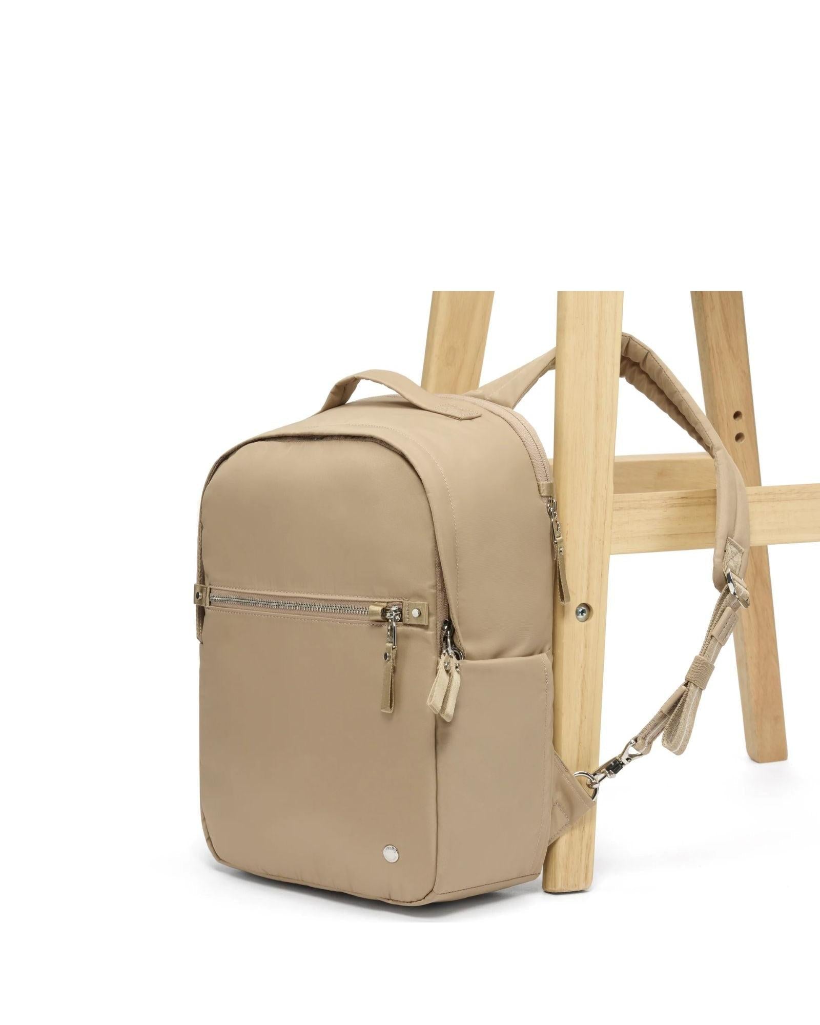 Pacsafe W Anti-Theft Laptop Backpack - 13-Inch / 10L - Taupe Back Image 7