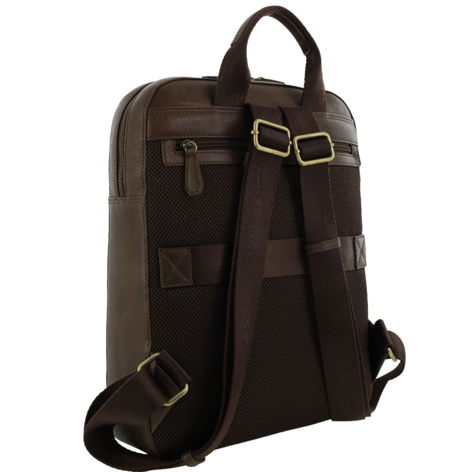 Pierre Cardin Leather Laptop Backpack - 15-Inch - Oak Back Image 3