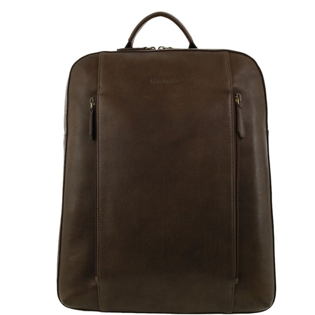 Pierre Cardin Leather Laptop Backpack - 15-Inch - Oak Front Image 2