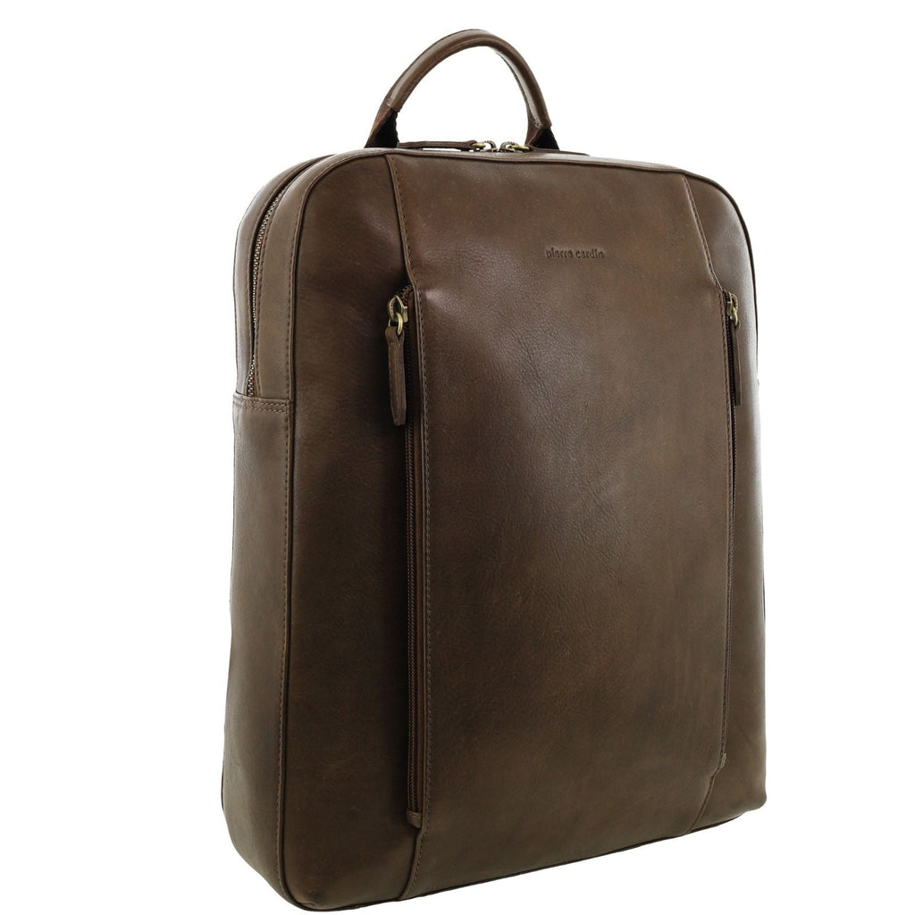 Pierre Cardin Leather Laptop Backpack - 15-Inch - Oak Front Left Image 1