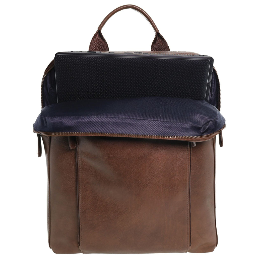Pierre Cardin Leather Laptop Backpack - 15-Inch - Oak Front Image 4