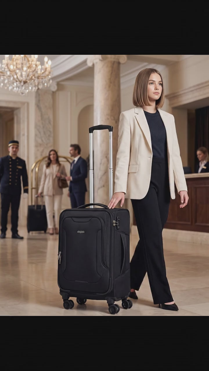 Delphin Caspian 2 Softside Carry-On Spinner Suitcase - 56cm - Black