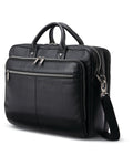 Samsonite Classic Leather Toploader Laptop Briefcase - Black Back Image 1