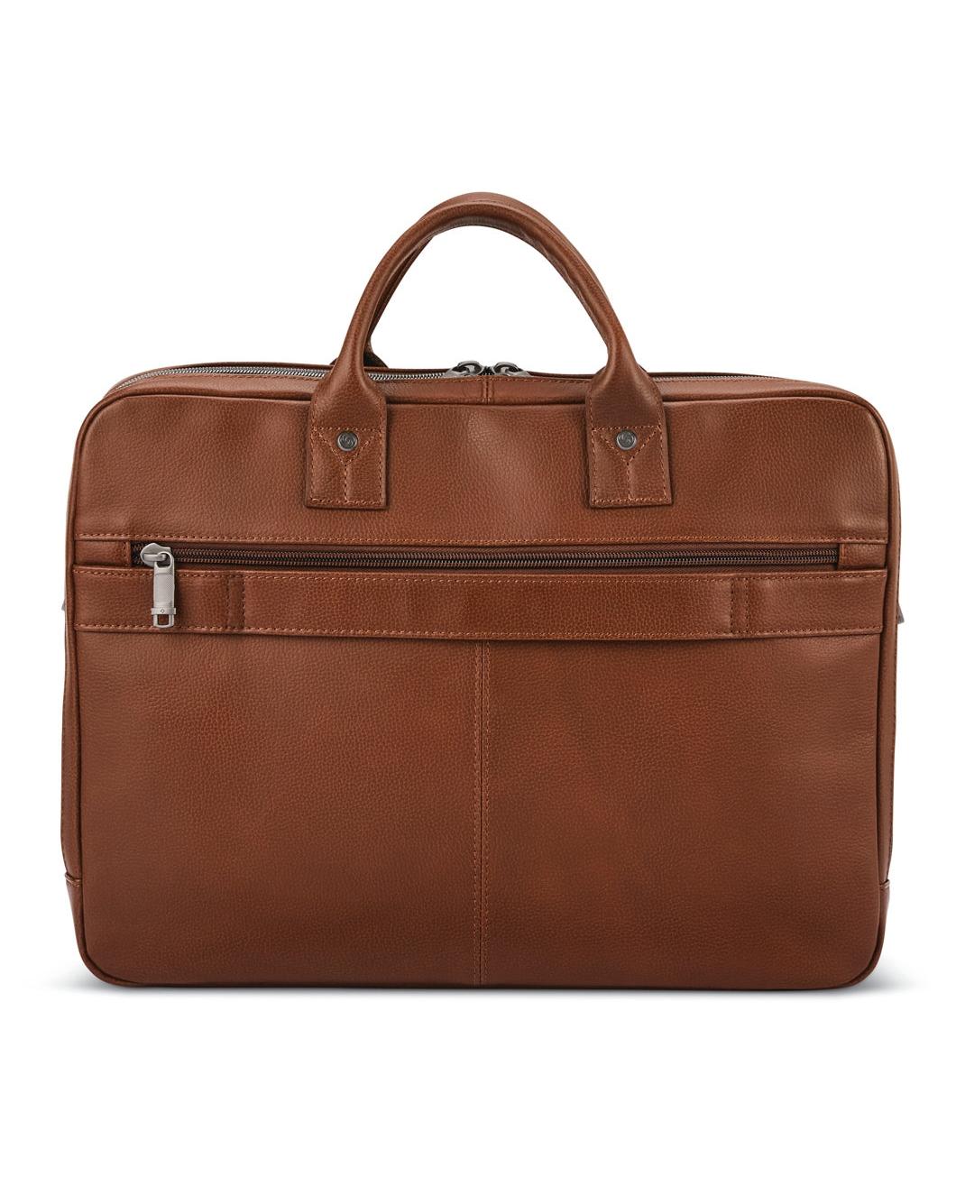 Samsonite Classic Leather Toploader Laptop Briefcase - Cognac Front Image 6