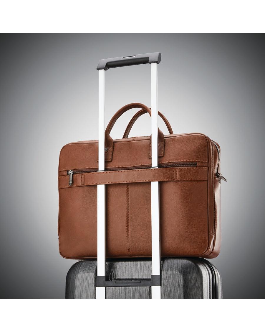 Samsonite Classic Leather Toploader Laptop Briefcase - Cognac Image 5