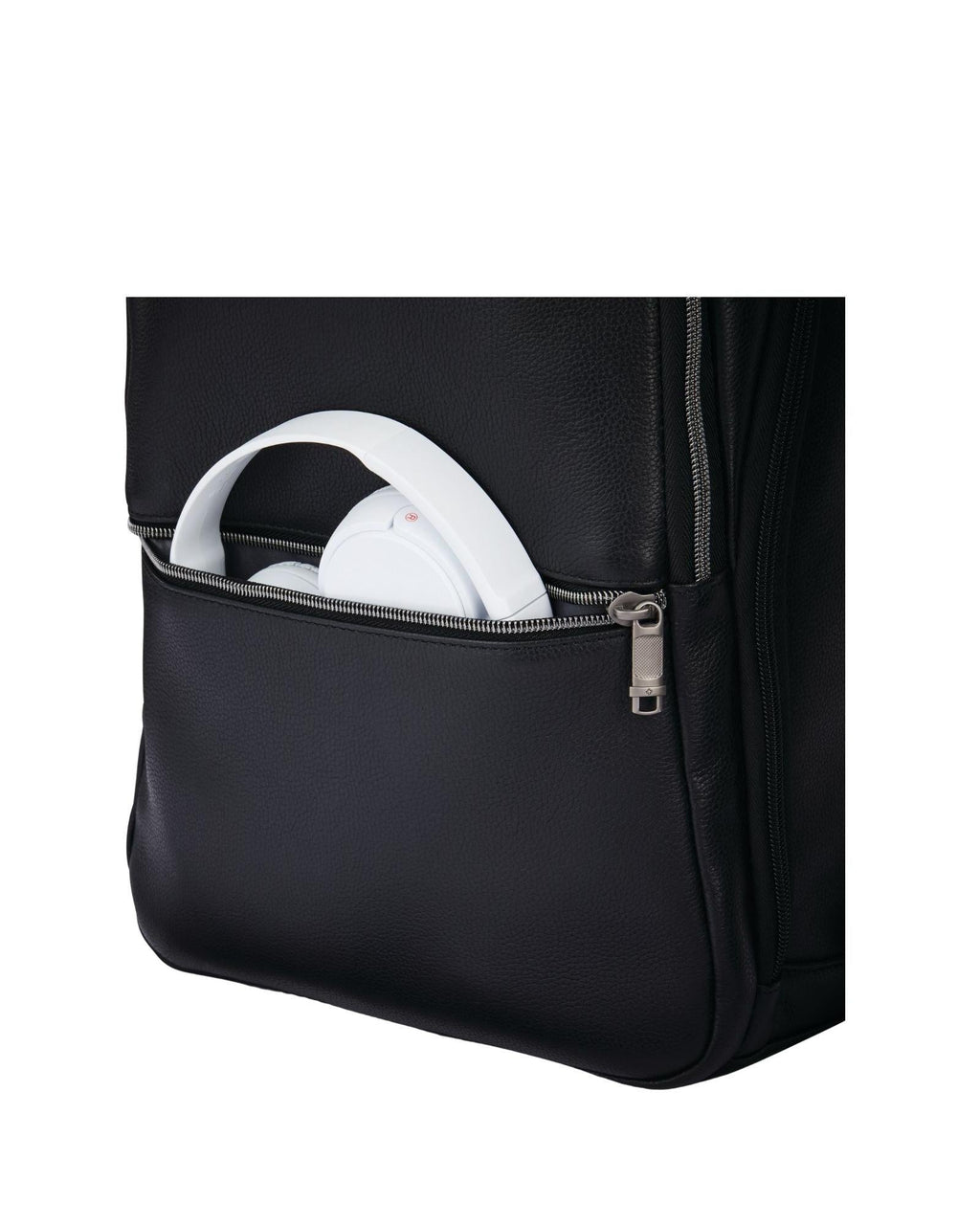 Samsonite Classic Leather Business Slim Laptop Backpack - 17L - Black Front Image 6