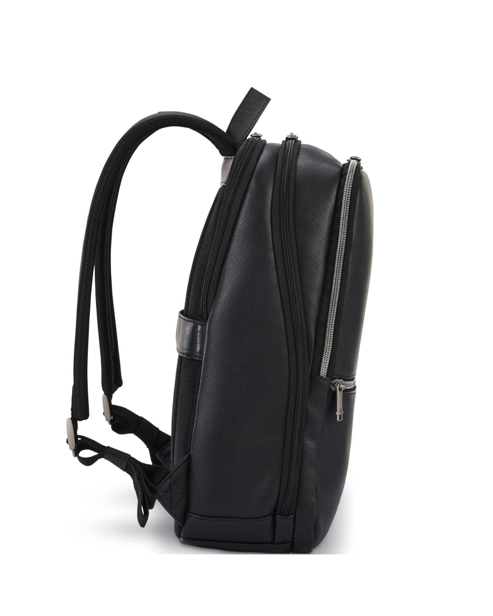 Samsonite Classic Leather Business Slim Laptop Backpack - 17L - Black Back Image 3
