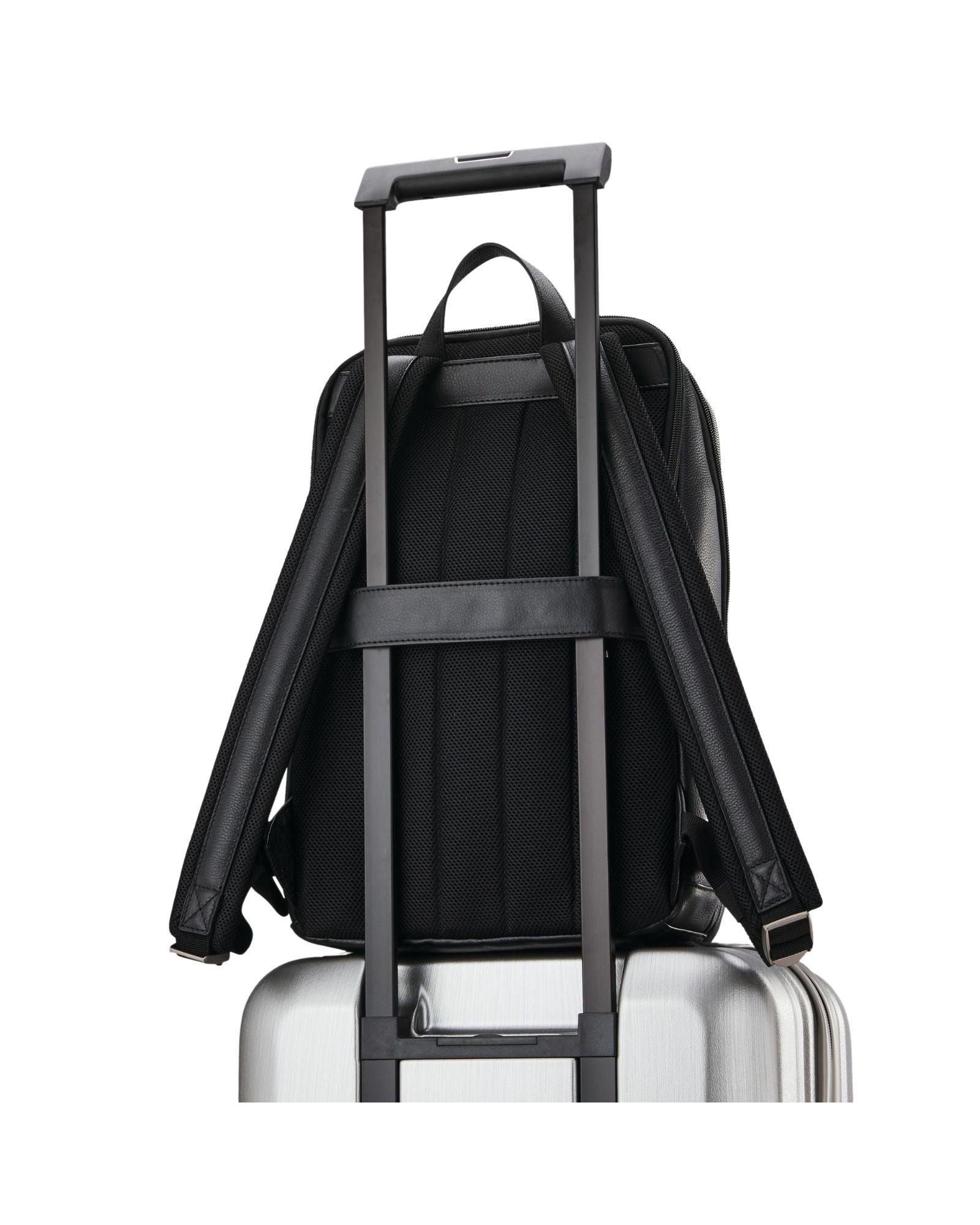 Samsonite Classic Leather Business Slim Laptop Backpack - 17L - Black Back Image 7
